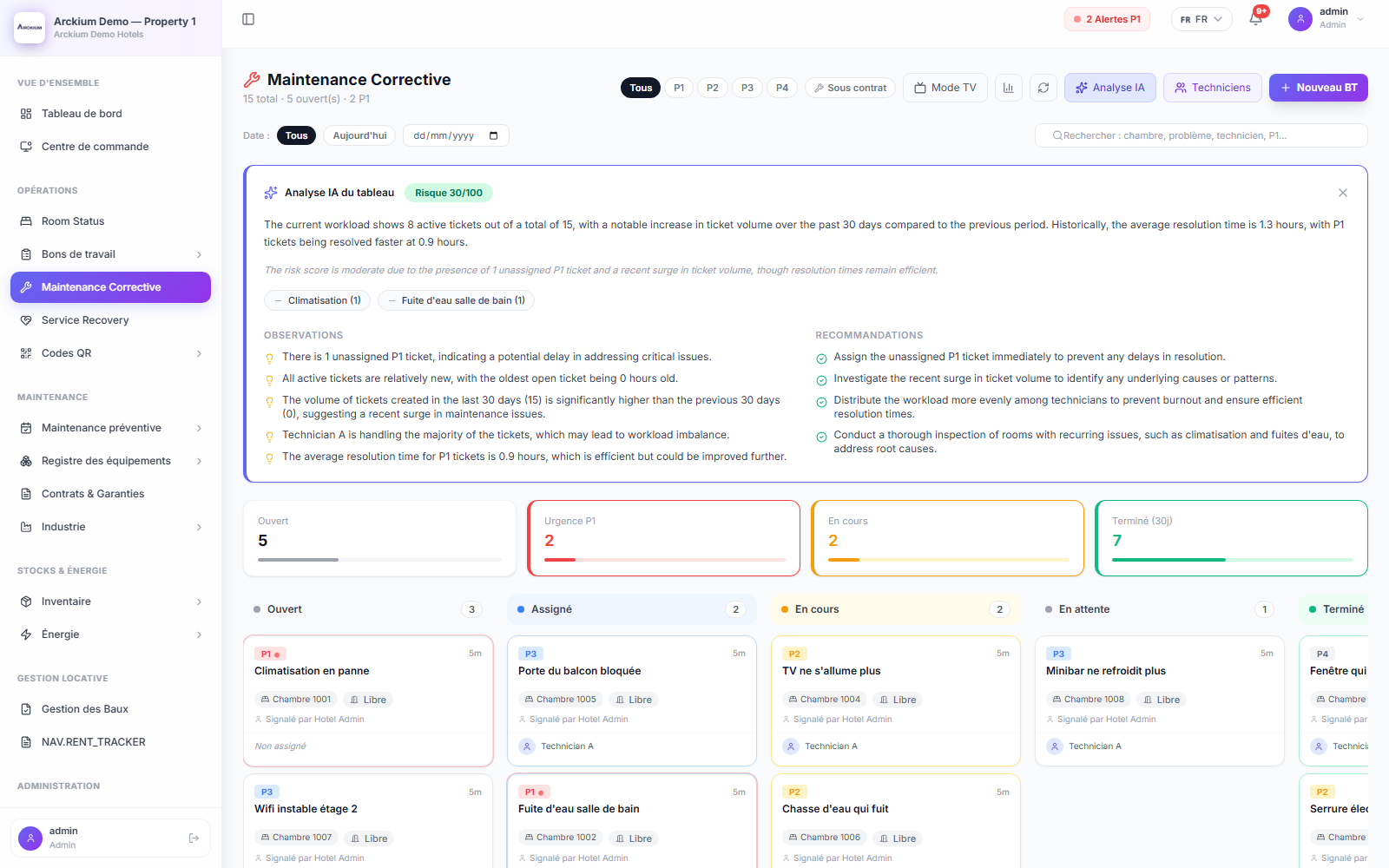 Arckium AI Engine dispatch panel