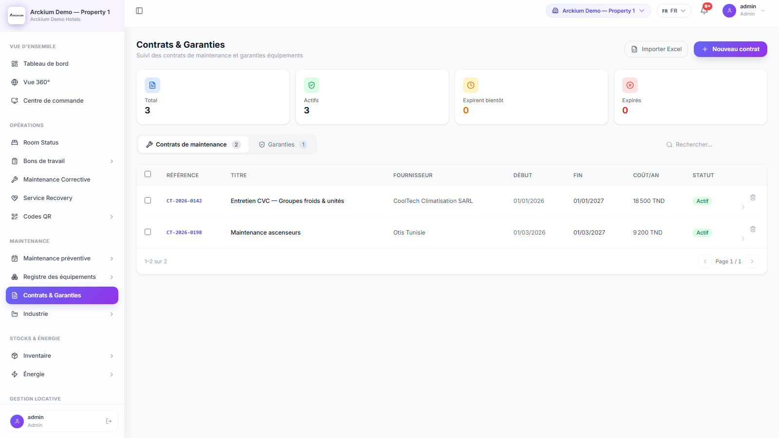 Arckium contracts and warranties registry