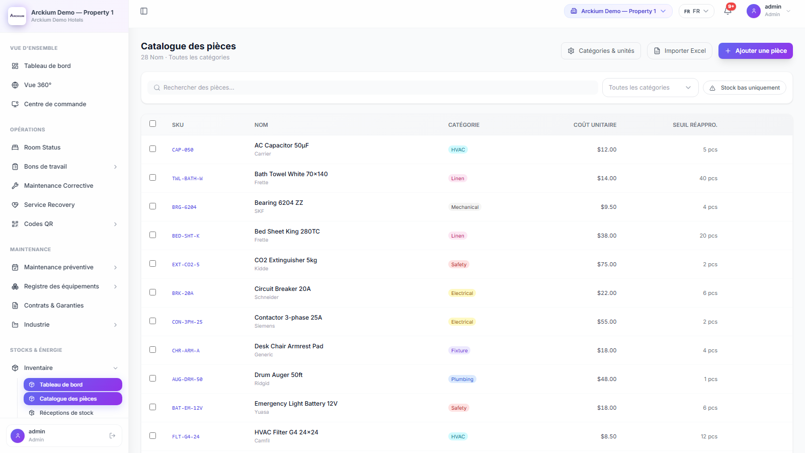 Arckium inventory dashboard